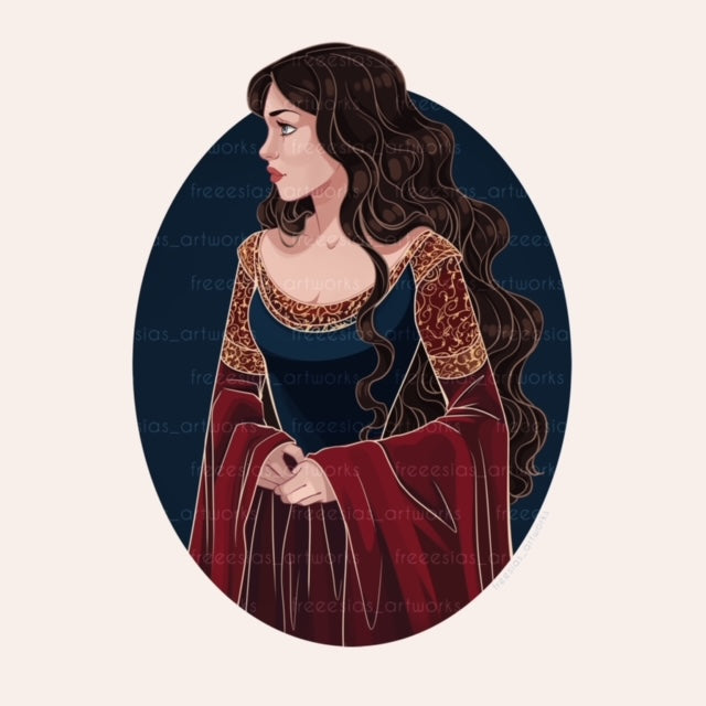 Oval Elven lady Sticker