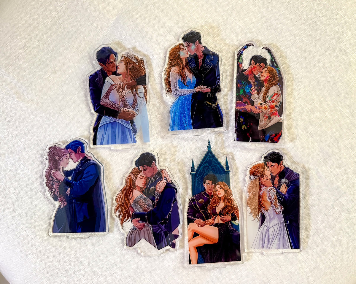 All seven acrylic shelfies of the high lord & high lady collection 