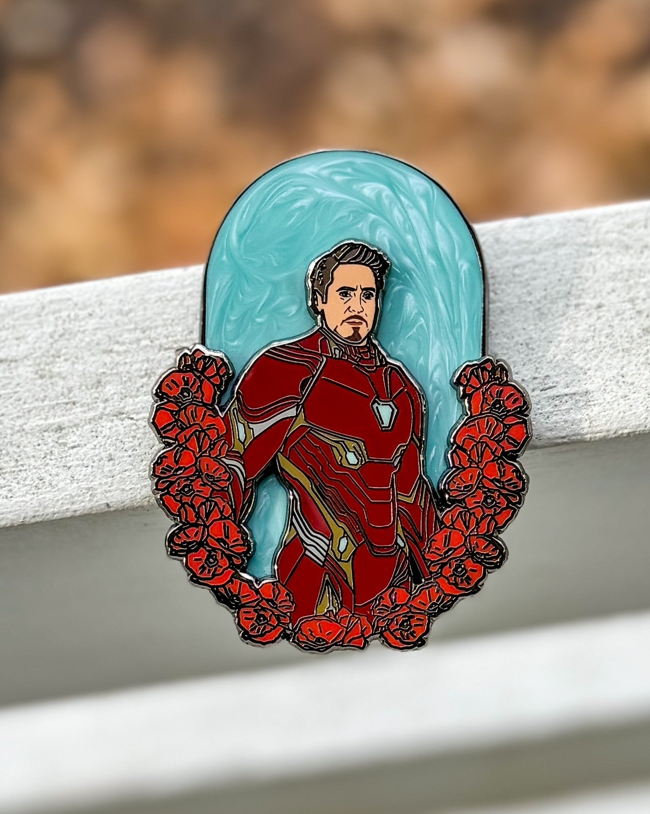 Floral Tony (LOW STOCK) – Pins of Marvel and Magic