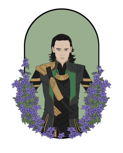 Floral Loki Sticker